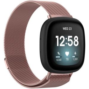 Strap-it Fitbit Sense Milanese band (roze)