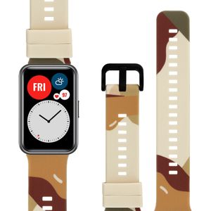 Strap-it Huawei Watch Fit New camouflage bandje (bruin/groen)