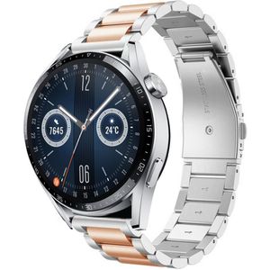 Strap-it Huawei Watch GT 3 46mm stalen band (zilver/rosé goud)