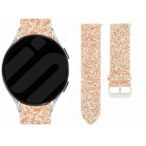 Strap-it Samsung Galaxy Watch FE leren glitter bandje (rosé goud)