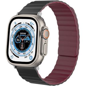 Strap-it Apple Watch Ultra magnetisch siliconen bandje (zwart/rood)