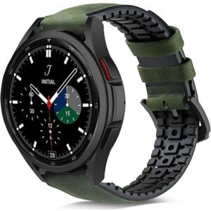 Strap-it Samsung Galaxy Watch 4 Classic 46mm siliconen / leren bandje (groen)