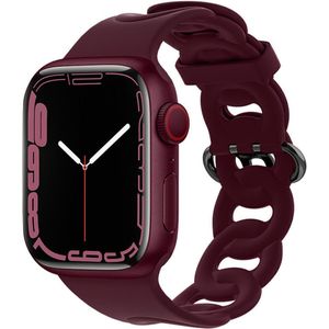 Strap-it Apple Watch silicone chain band (wijnrood)