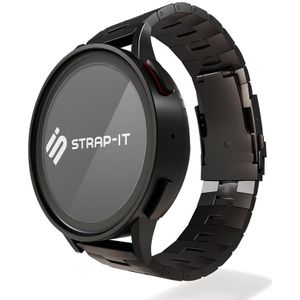 Strap-it Samsung Galaxy Watch 3 45mm titanium grain band (zwart)