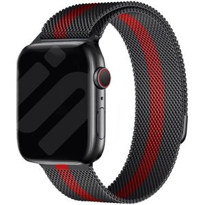 Strap-it Apple Watch Milanese band (zwart/rood)