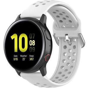 Strap-it Samsung Galaxy Watch Active siliconen bandje met gaatjes (wit)