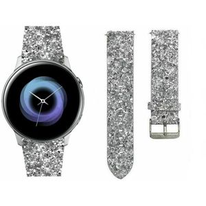 Strap-it Samsung Galaxy Watch Active leren glitter bandje (zilver)