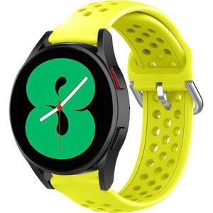 Strap-it Samsung Galaxy Watch 4 - 44mm siliconen bandje met gaatjes (geel)