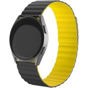 Strap-it Samsung Galaxy Watch 42mm magnetisch siliconen bandje (zwart/geel)