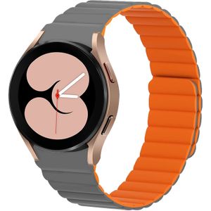 Strap-it Samsung Galaxy Watch 4 44mm magnetisch siliconen bandje (grijs/oranje)