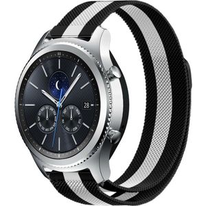 Strap-it Samsung Gear S3 Milanese band (zwart/wit)