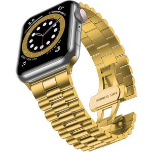 Strap-it Apple Watch 8 Presidential stalen band (goud)