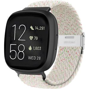 Strap-it Fitbit Versa 3 verstelbaar gevlochten bandje (lichtbeige)