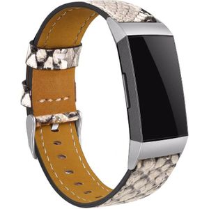 Strap-it Fitbit Charge 3 bandje leer (slangenprint)