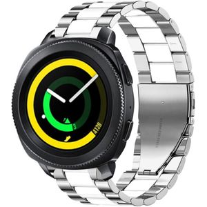 Strap-it Samsung Gear Sport stalen band (zilver/wit)