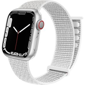 Strap-it Apple Watch 8 nylon loop bandje (wit)