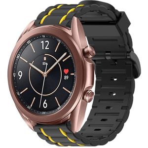 Strap-it Samsung Galaxy Watch 3 41mm sport gesp band (zwart/geel)