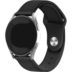 Strap-it Samsung Galaxy Watch 3 45mm leren hybrid bandje (zwart)