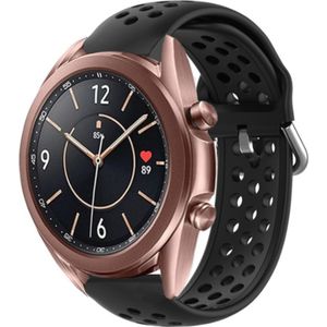 Strap-it Samsung Galaxy Watch 3 - 41mm siliconen bandje met gaatjes (zwart)