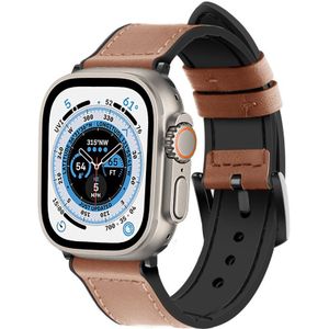 Strap-it Apple Watch Ultra leren hybrid gesp bandje (bruin)