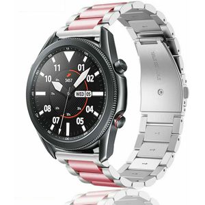 Strap-it Samsung Galaxy Watch 3 45mm stalen band (zilver/roze)