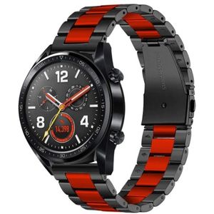 Strap-it Huawei Watch GT 2 stalen band (zwart/rood)