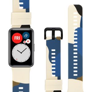 Strap-it Huawei Watch Fit camouflage bandje (blauw)
