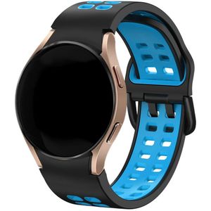 Strap-it Samsung Galaxy Watch 6 - 44mm sport square bandje (zwart/lichtblauw)