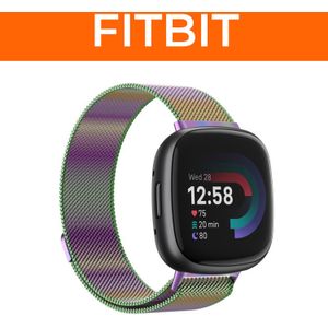 Strap-it Milanese band voor Fitbit smartwatches (regenboog)