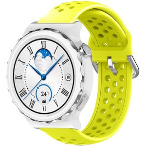 Strap-it Huawei Watch GT 3 Pro 43mm siliconen bandje met gaatjes (geel)