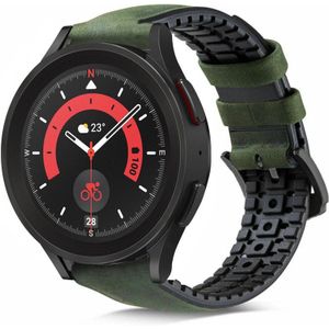 Strap-it Samsung Galaxy Watch 5 Pro siliconen / leren bandje (groen)