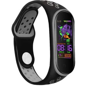 Strap-it Xiaomi Mi Band 5 sport bandje (zwart/grijs)