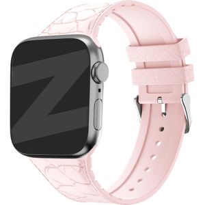 Bandz Apple Watch siliconen band met lederpatroon (roze)