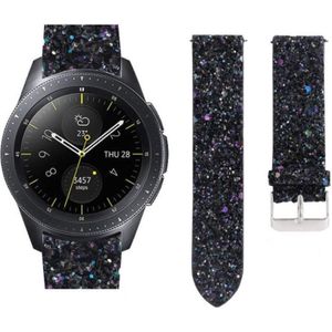 Strap-it Samsung Galaxy Watch 42mm leren glitter bandje (zwart)