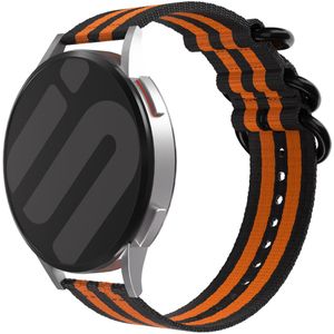 Strap-it Samsung Galaxy Watch Active nylon gesp band (zwart/oranje)