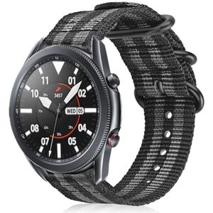 Strap-it Samsung Galaxy Watch 3 -  45mm nylon gesp band (zwart/grijs)