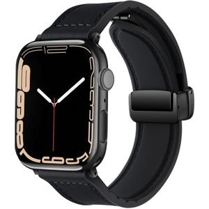 Strap-it Apple Watch leren D-buckle bandje (zwart)
