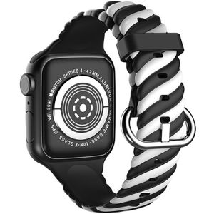 Strap-it Apple Watch 8 Twisted siliconen bandje (zwart/wit)