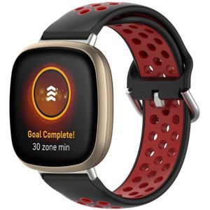 Strap-it Fitbit Versa 3 sport bandje (zwart/rood)