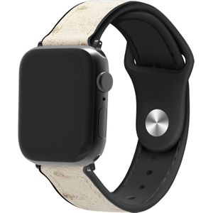 Strap-it Apple Watch 8 leren hybrid bandje (zand wit)