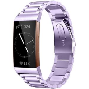 Strap-it Fitbit Charge 4 stalen band (paars)