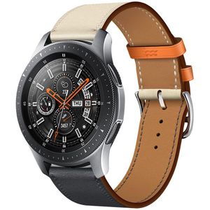 Strap-it Samsung Galaxy Watch leren bandje 46mm (wit/donkerblauw)