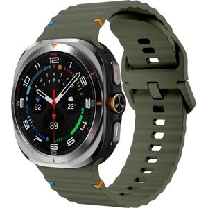 Strap-it Samsung Galaxy Watch Ultra wave siliconen bandje (legergroen)