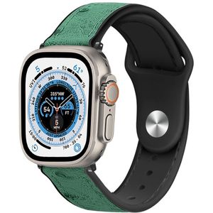 Strap-it Apple Watch Ultra leren hybrid bandje (groen)