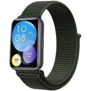 Strap-it Huawei Watch Fit 2 nylon bandje (legergroen)