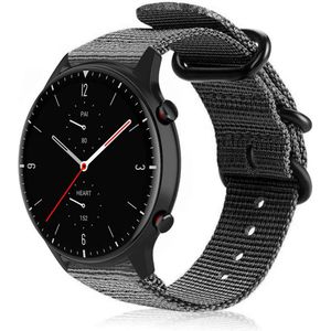 Strap-it Amazfit GTR 2 nylon gesp band (zwart)