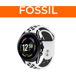 Strap-it Sport bandje voor Fossil smartwatches (wit/zwart)