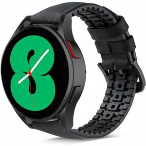 Strap-it Samsung Galaxy Watch 4 40mm siliconen / leren bandje (zwart)
