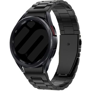 Strap-it Samsung Galaxy Watch 4 44mm 'One push' stalen band (zwart)