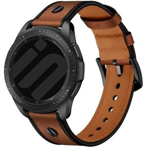 Strap-it OnePlus Watch 3 geschroefde leren bandje (donkerbruin)